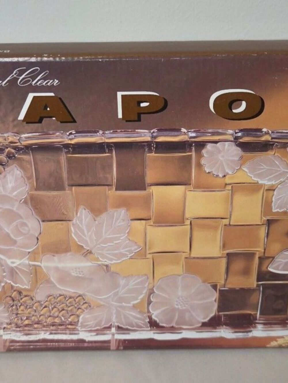 Napoli Crystal Clear Frosted Crystal Oblong Serving Tray 14.5 Inch